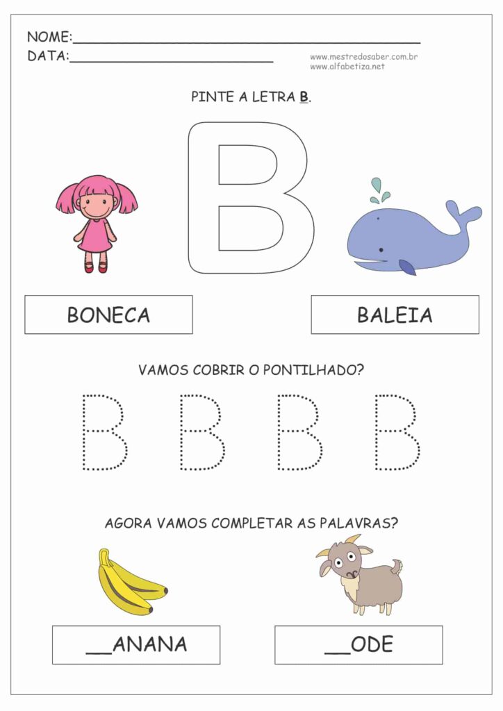 Letra B - Atividade sobre Alfabeto para Educação Infantil