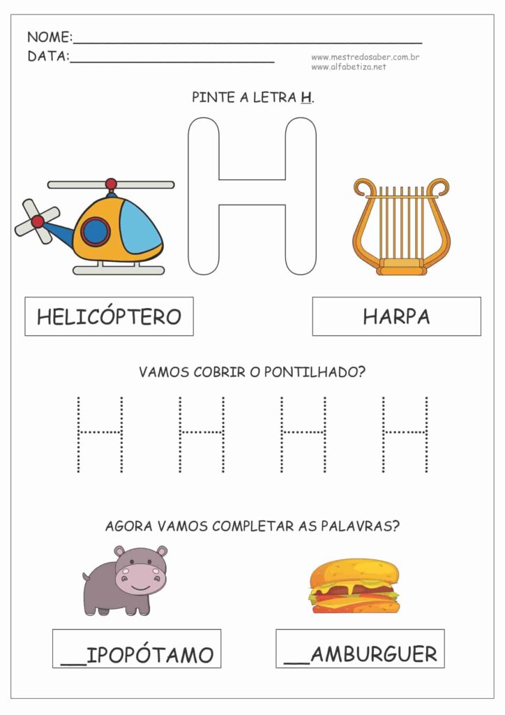 1 - Atividades Alfabeto - Mestre do Saber - Letra H