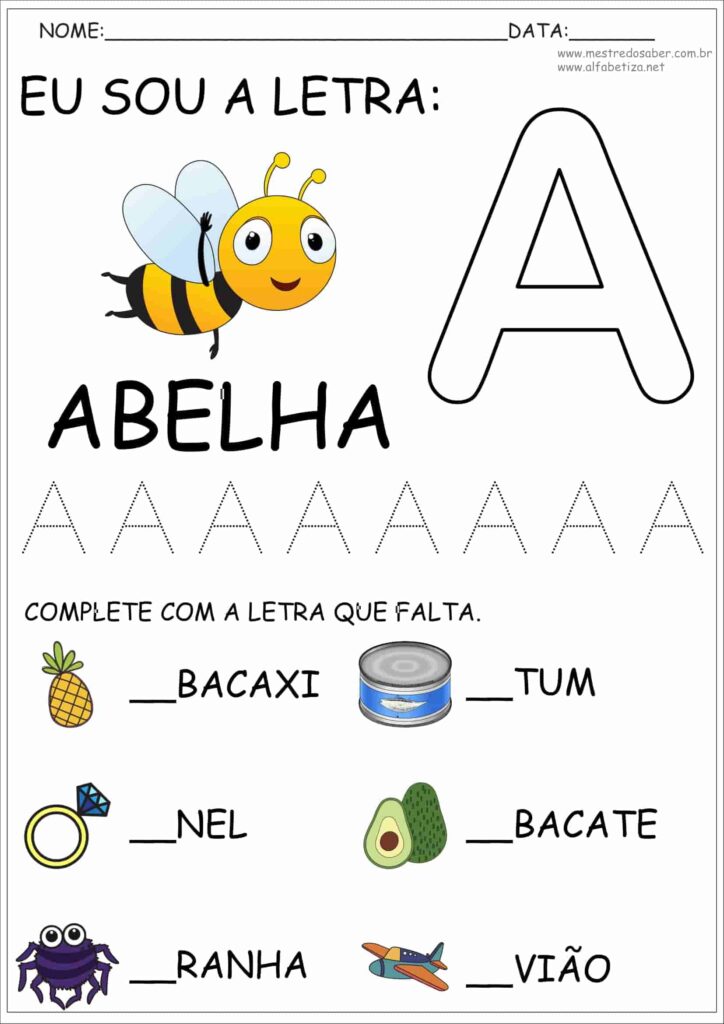 1 - Atividades com as Letras do Alfabeto Educação Infantil