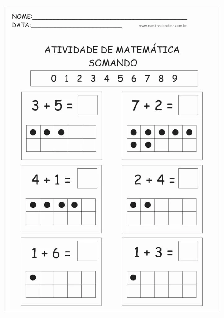 Atividades de Matemática para Crianças de Até 5 anos