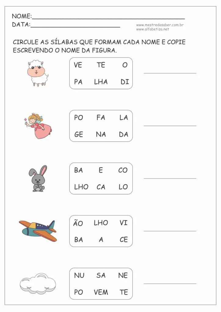 Junte As Sílabas E Forme Palavras - Mestre Do Saber