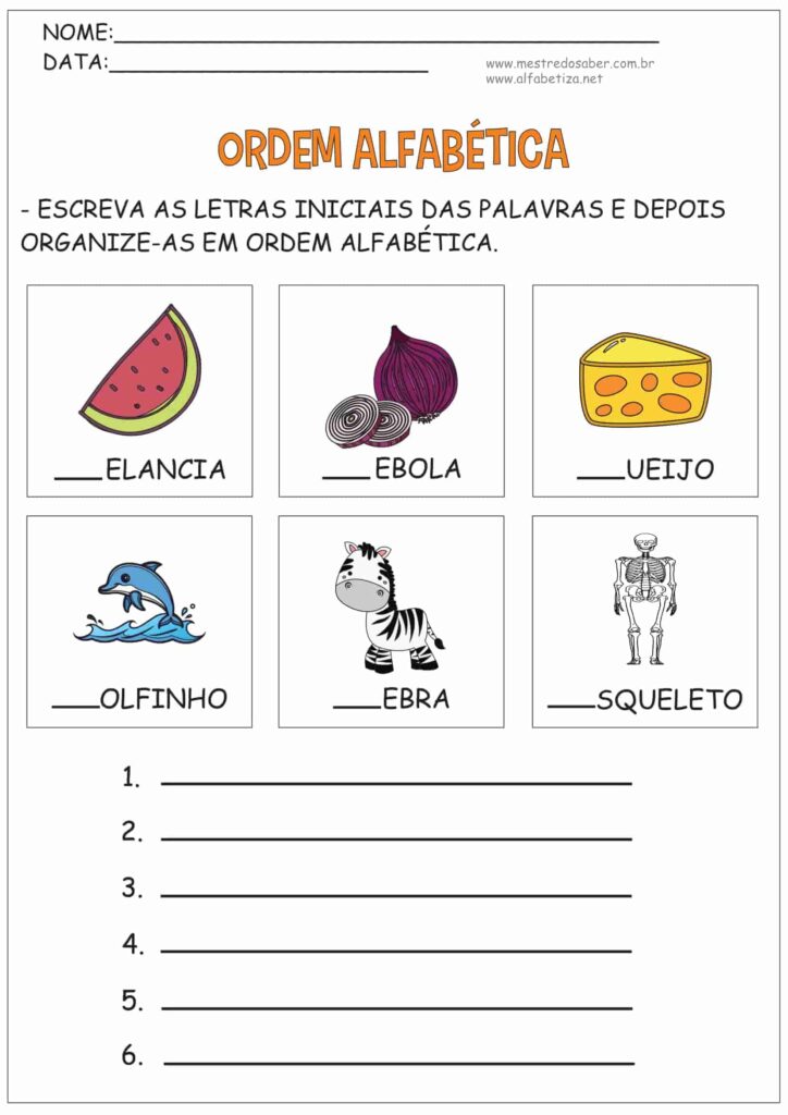 1 - Ordem Alfabética Atividades