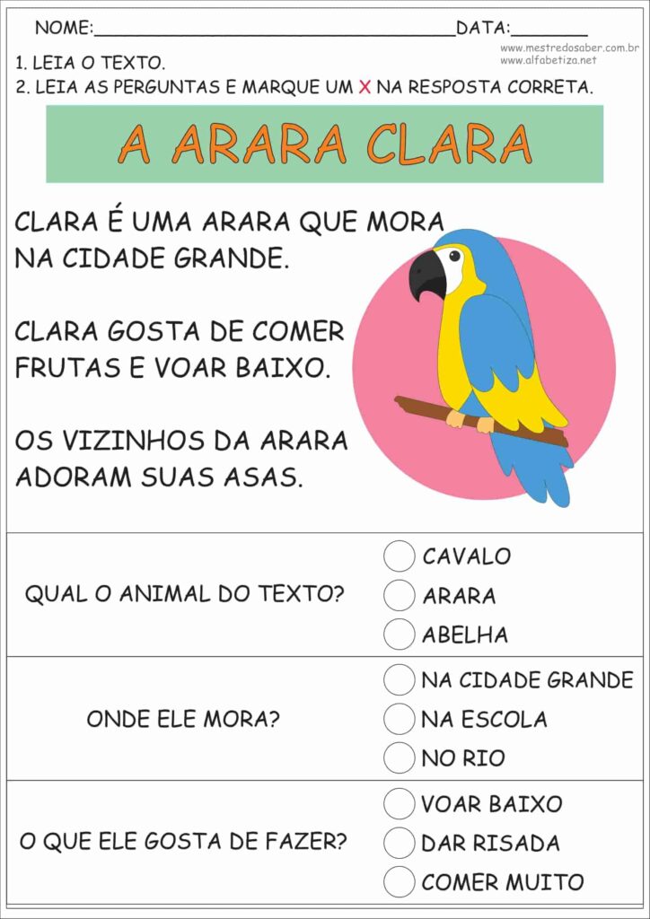 1 - Texto Alfabetização - Mestre do Saber