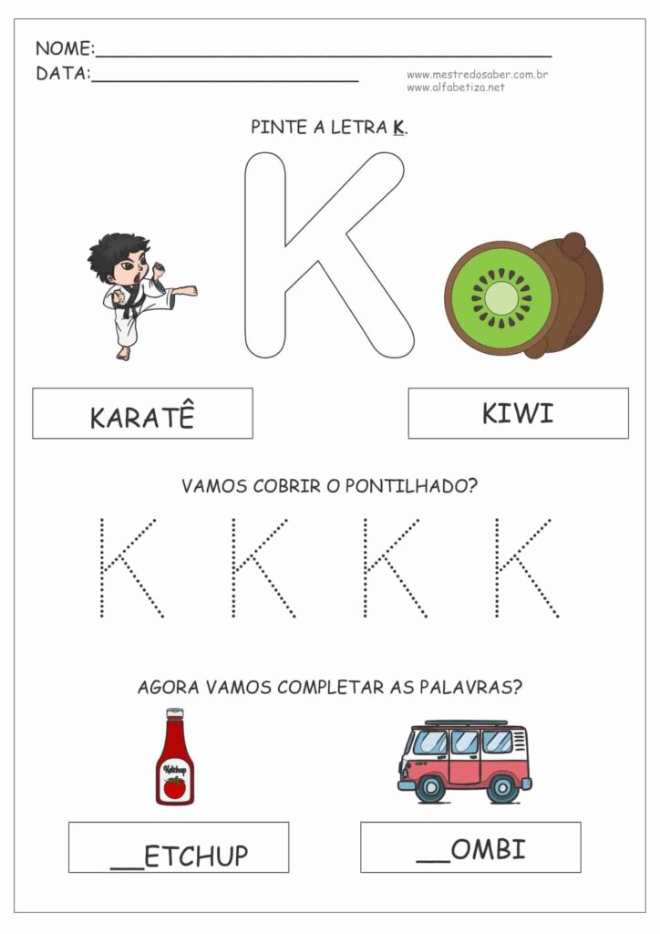 2 - Atividades Alfabeto - Mestre do Saber - Letra K