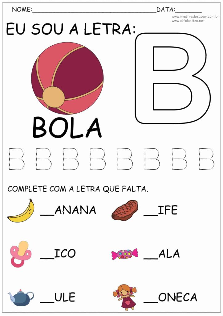 2 - Atividades com as Letras do Alfabeto Educação Infantil
