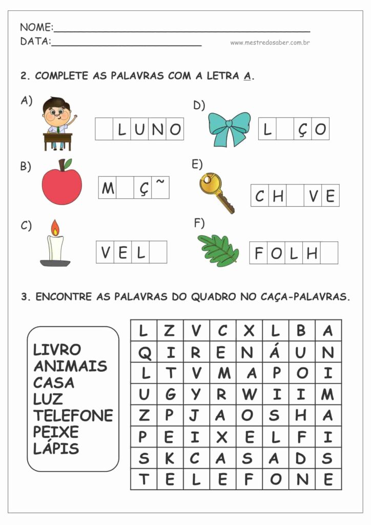 2 - Atividades de Alfabetização para 1 Ano