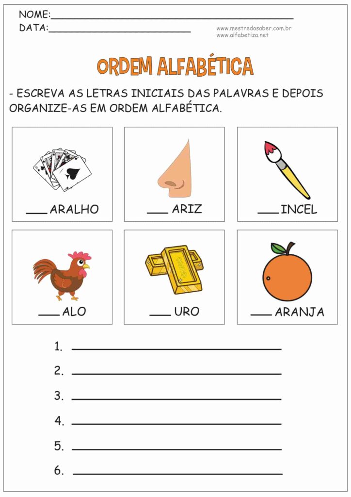 2 - Ordem Alfabética Atividades