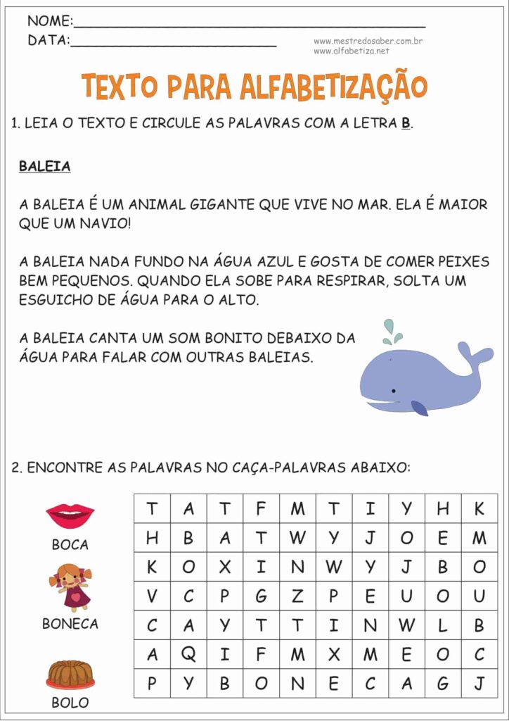 2 - Texto para Alfabetização - Mestre do Saber