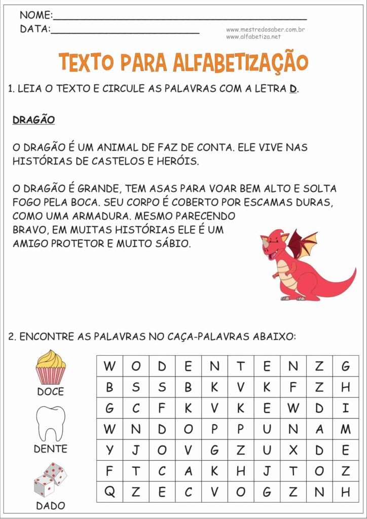 2 - Texto para Leitura na Alfabetização - Mestre do Saber