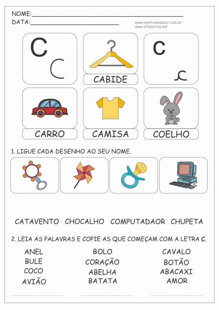 3 - Atividade de 1 Ano Alfabetização