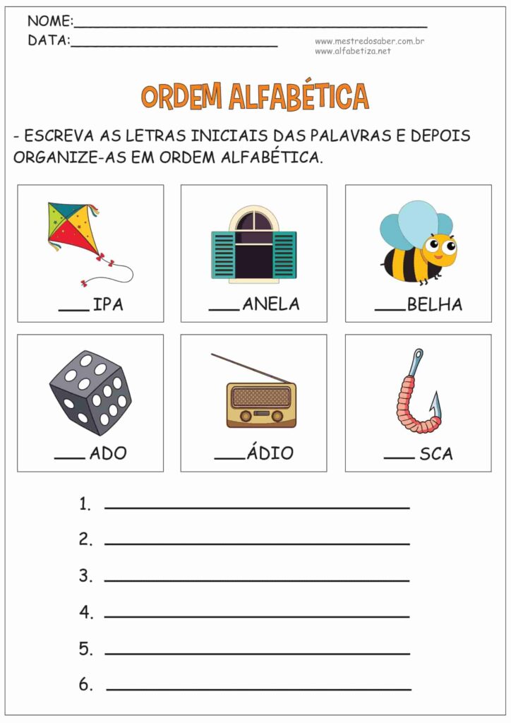 3 - Ordem Alfabética Atividades