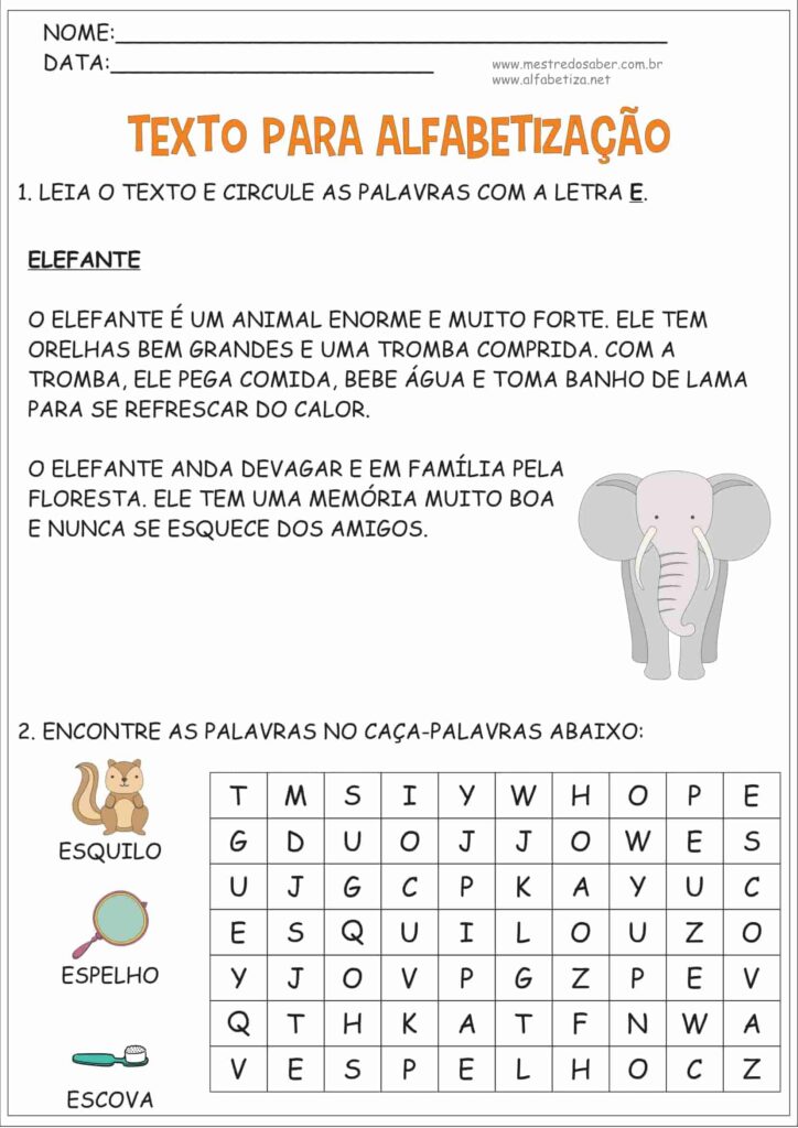 3 - Texto para Leitura na Alfabetização - Mestre do Saber