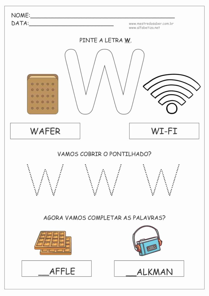 4 - Atividades Alfabeto - Mestre do Saber - Letra W