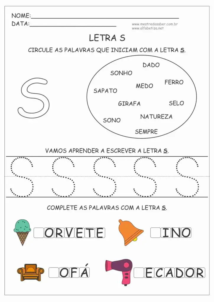 4 - Atividades com a Letra S