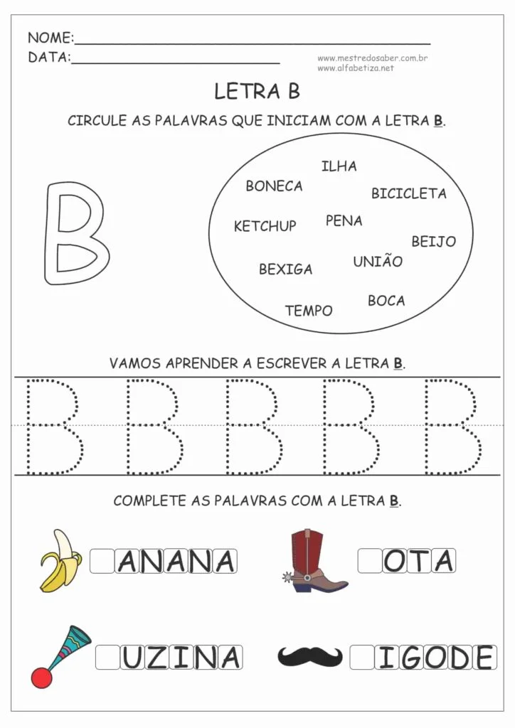 Letra B - Atividades de Alfabetização 1