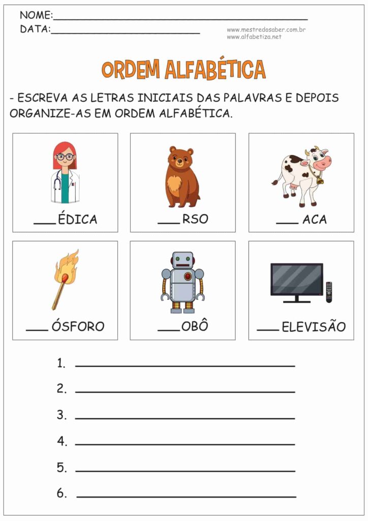 4 - Ordem Alfabética Atividades