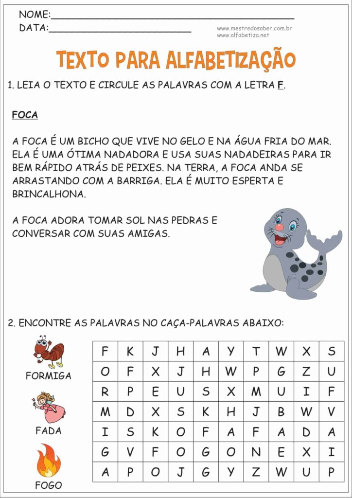 4 - Texto para Leitura na Alfabetização - Mestre do Saber