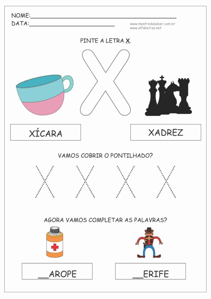 5 - Atividades Alfabeto - Mestre do Saber - Letra X