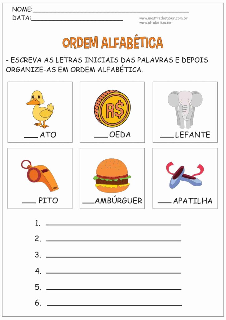 5 - Ordem Alfabética Atividades