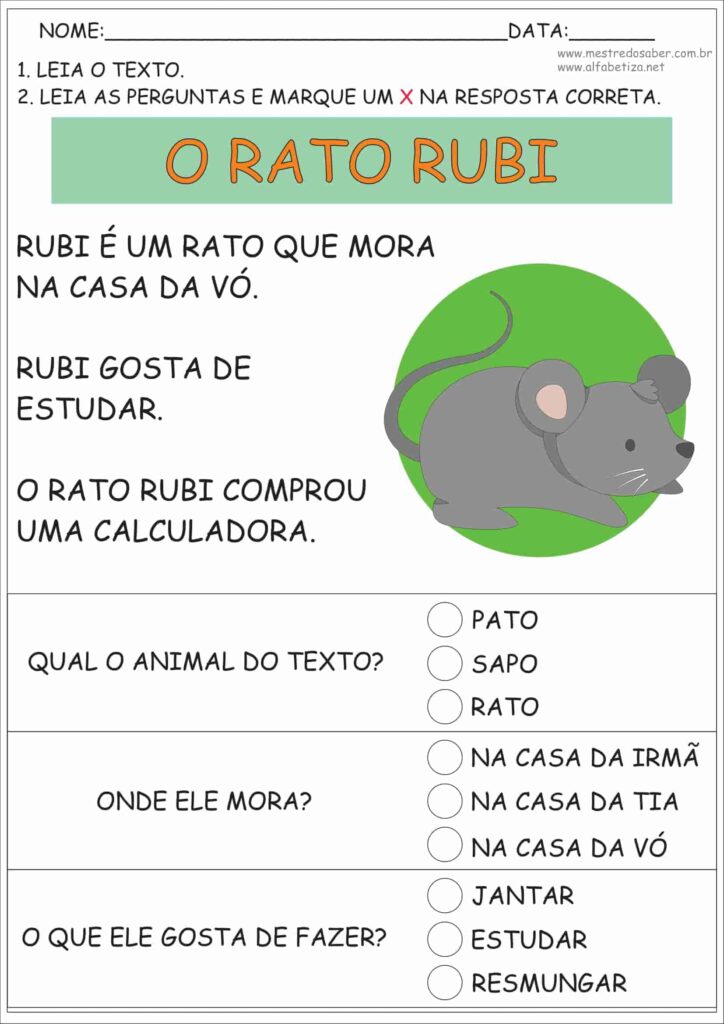 5 - Texto Alfabetização - Mestre do Saber