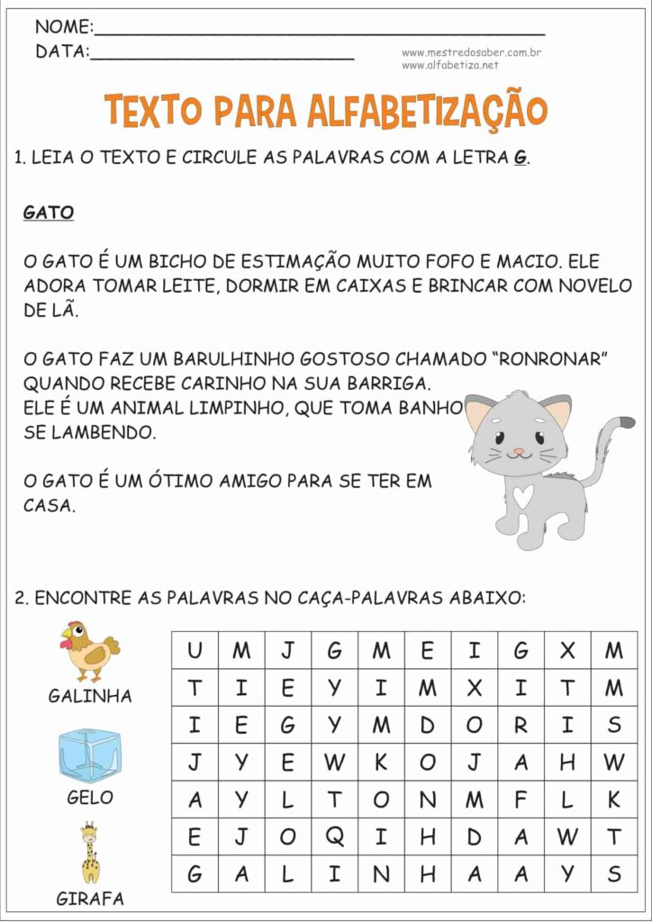 5 - Texto para Leitura na Alfabetização - Mestre do Saber
