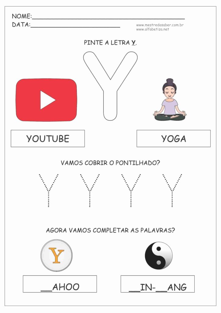 6 - Atividades Alfabeto - Mestre do Saber - Letra Y
