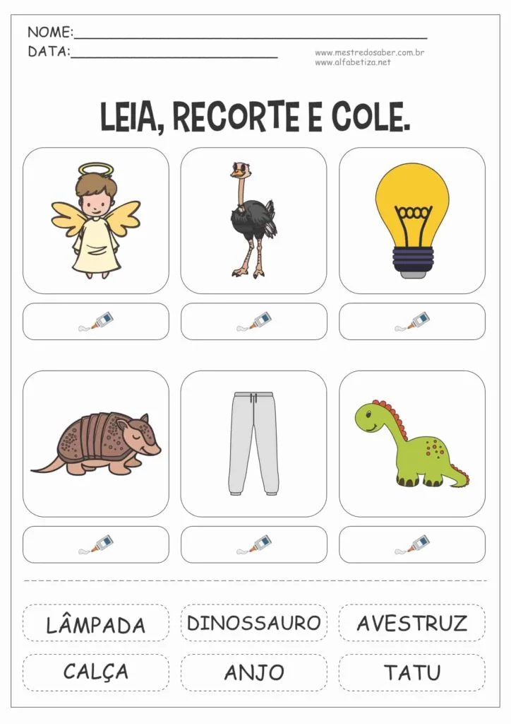 Ditado Recortado: Tem na Escola worksheet