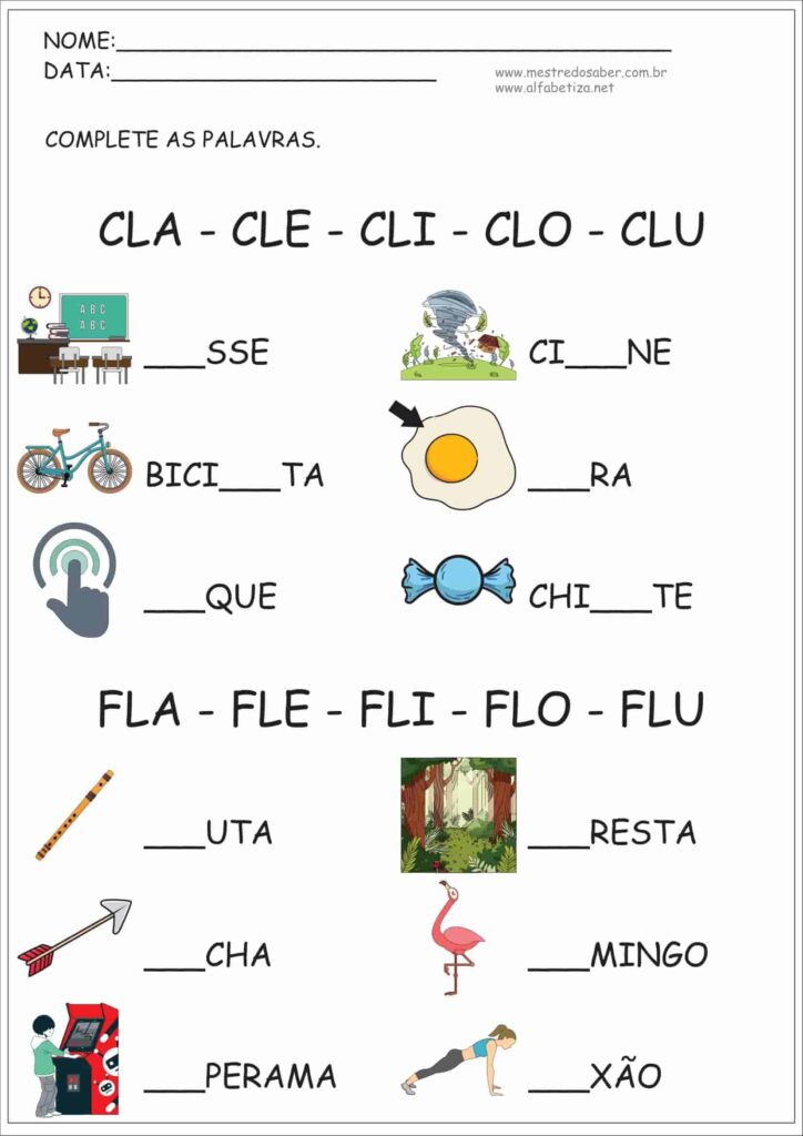 6 - Sílabas Complexas para Imprimir