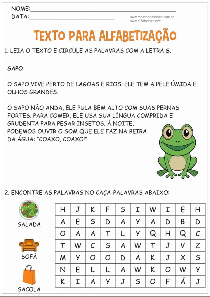 6 - Texto para Alfabetização - Mestre do Saber