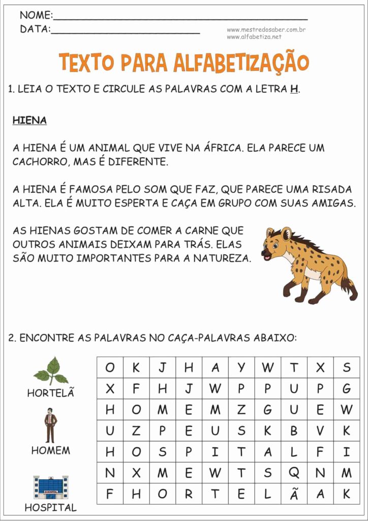6 - Texto para Leitura na Alfabetização - Mestre do Saber