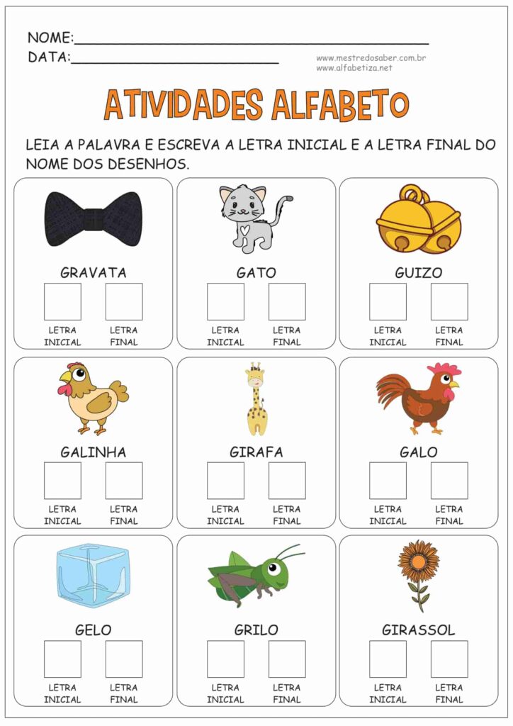 7 - Atividades Alfabeto 1 ano