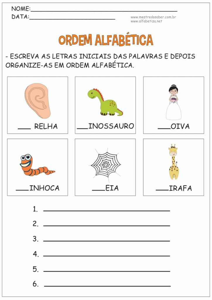 7 - Ordem Alfabética Atividades