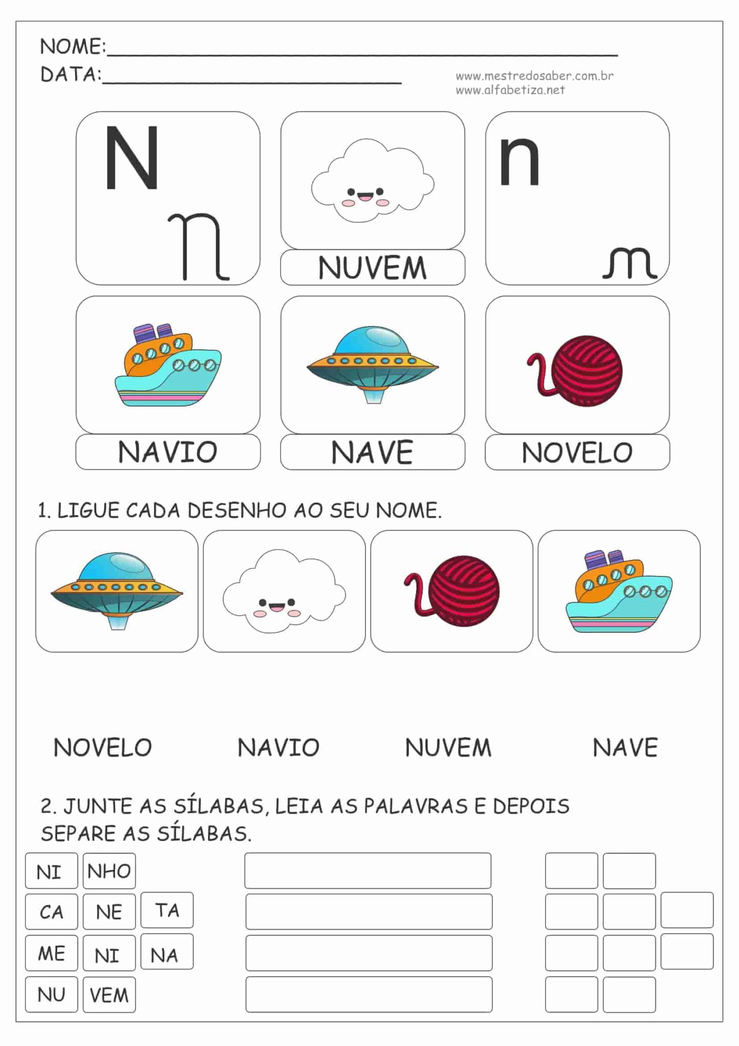 Atividades 1 ano Alfabetização Mestre do Saber