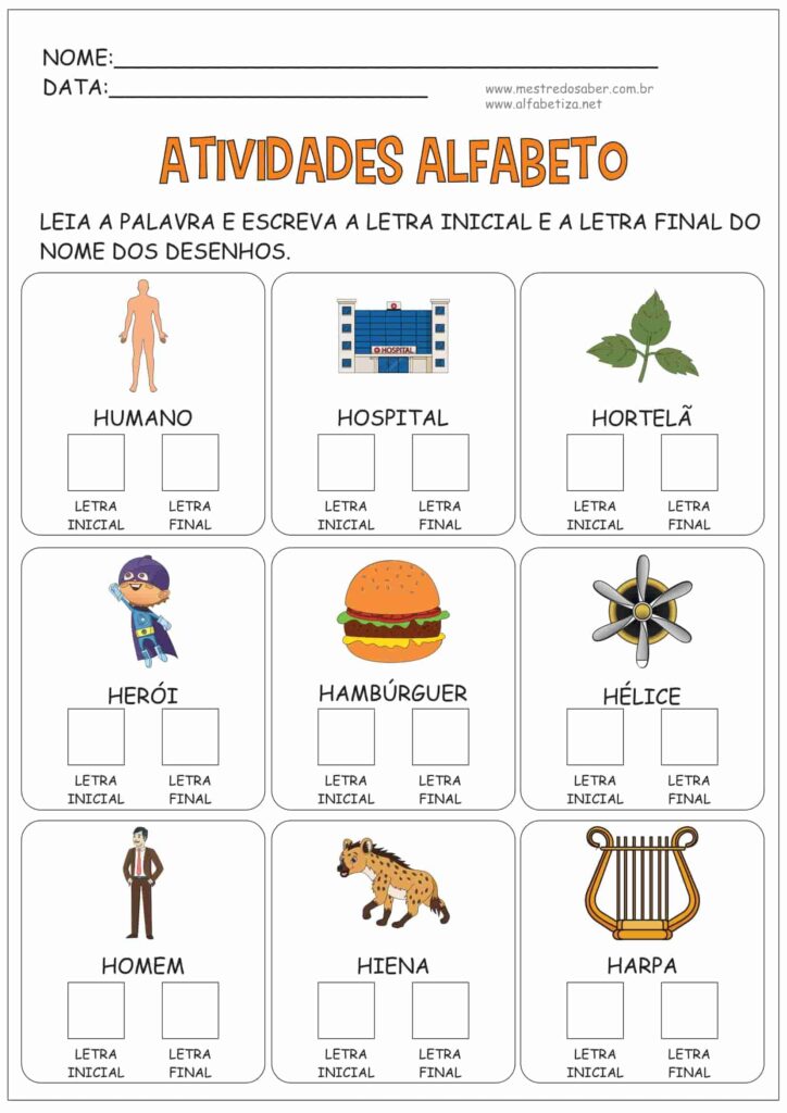 8 - Atividades Alfabeto 1 ano