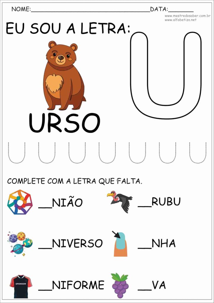 8 - Atividades com as Letras do Alfabeto Educação Infantil