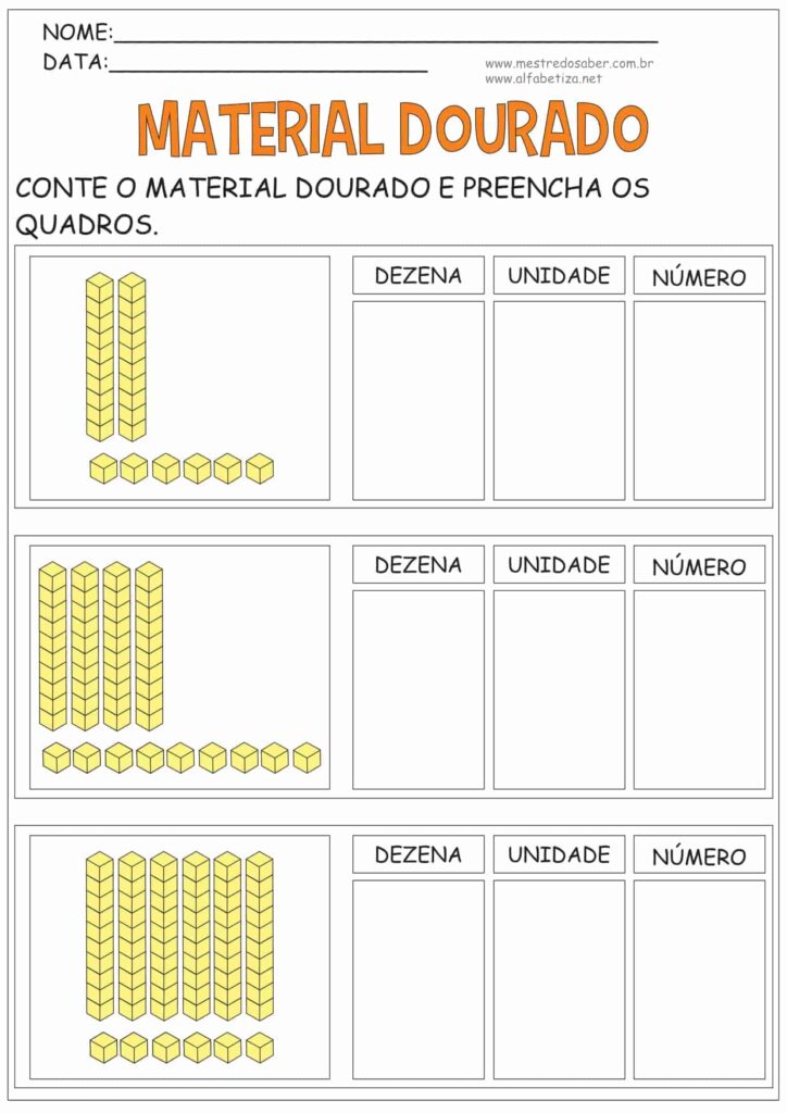 8 - Atividades Material Dourado - Mestre do Saber