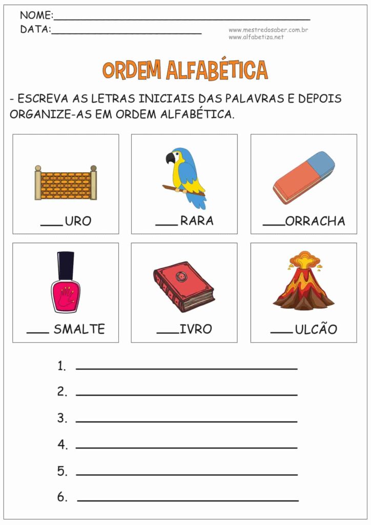 8 - Ordem Alfabética Atividades