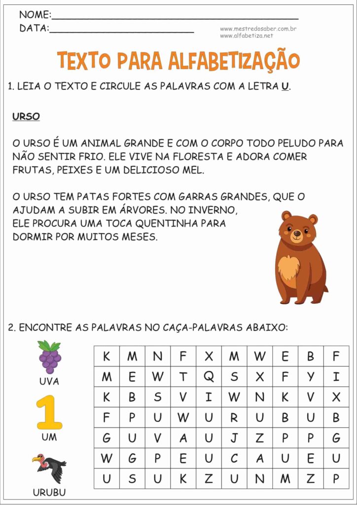8 - Texto para Alfabetização - Mestre do Saber