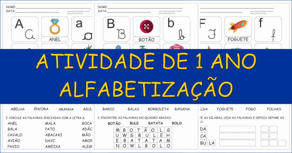 capa atividade de 1 ano alfabetizacao 1
