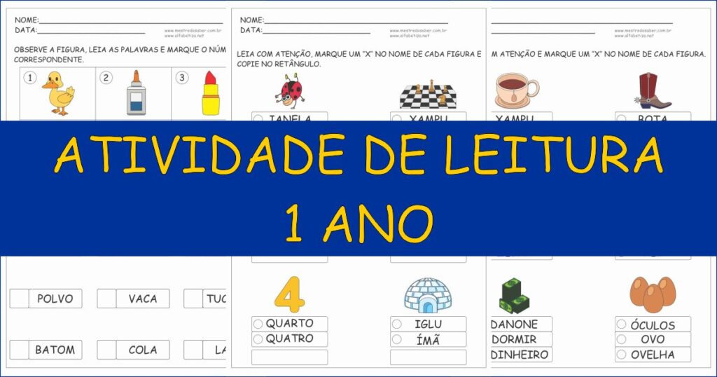 capa atividade de leitura 1 ano