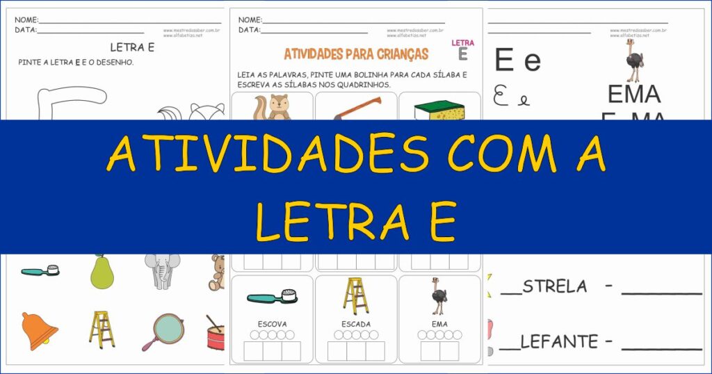 capa atividades com a letra e 1