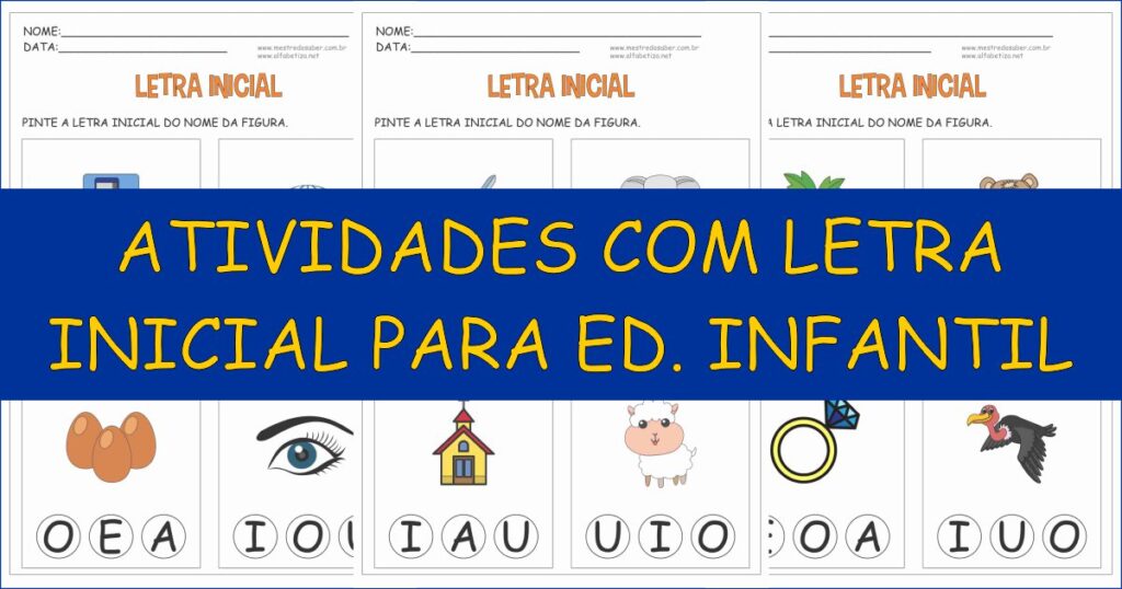 capa atividades com letra inicial para educacao infantil