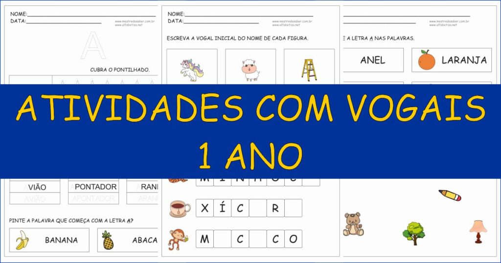 capa atividades com vogais 1 ano