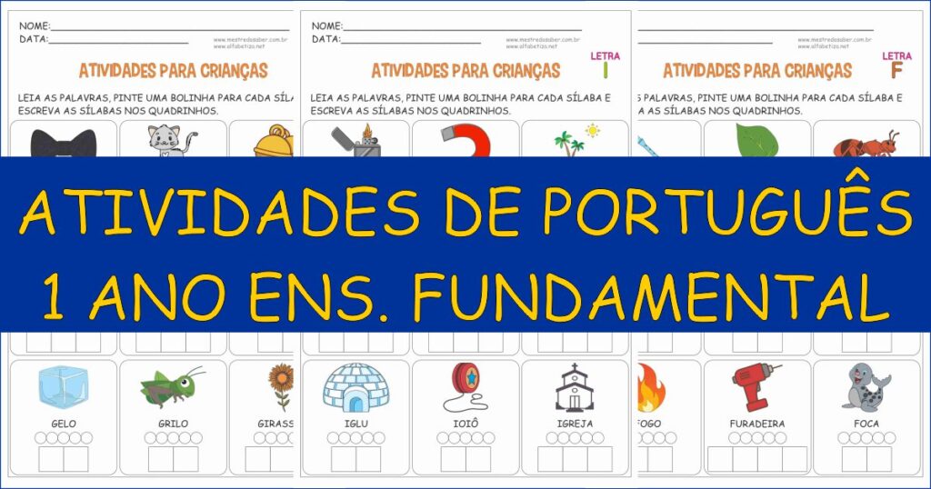 capa atividades de portugues 1 ano ensino fundamental 1