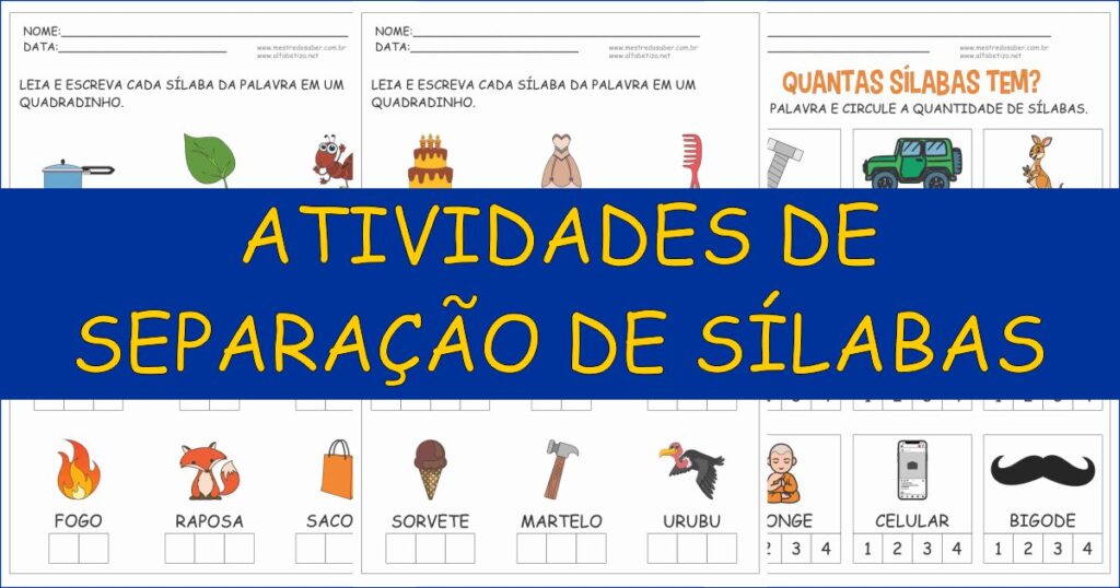 capa atividades de separacao de silabas