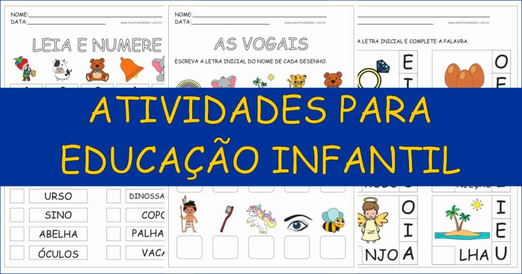 capa atividades para educacao infantil