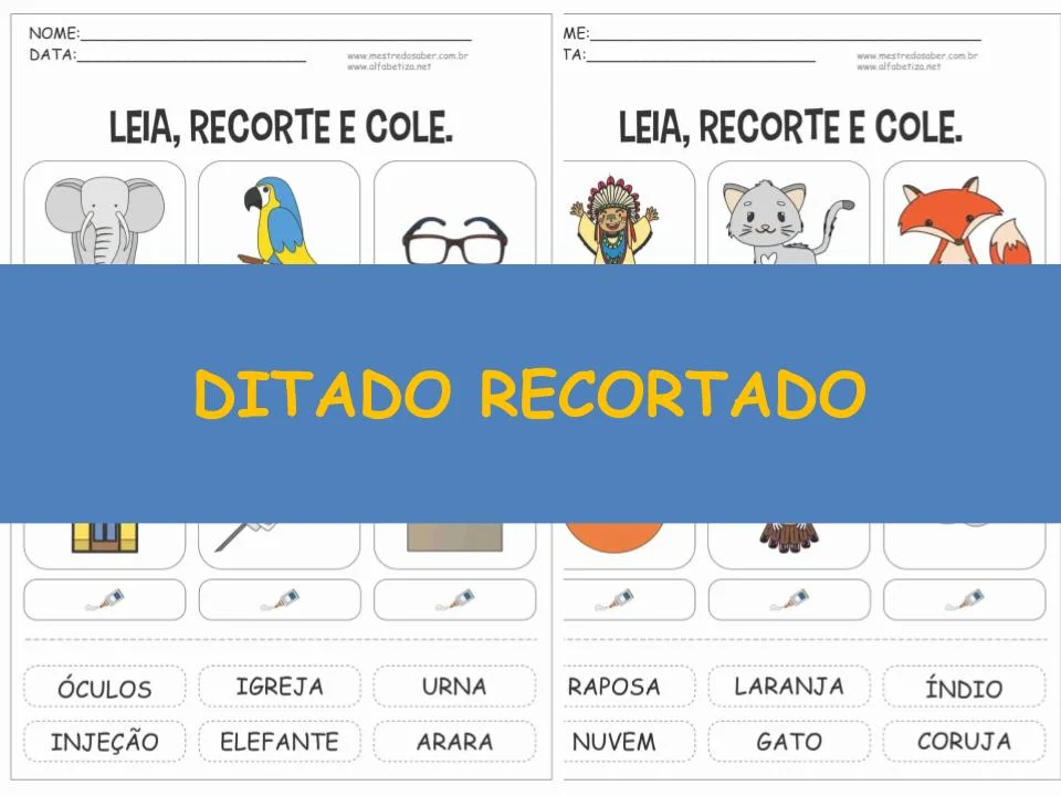 Ditado Recortado: Atividades com a letra do alfabeto m - Escola