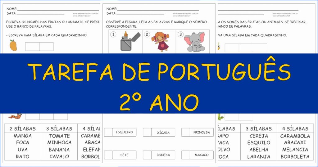 capa tarefa de portugues 2 ano
