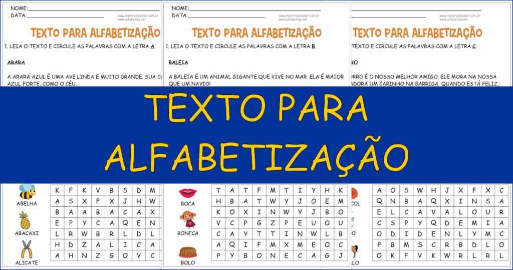 capa texto para alfabetizacao
