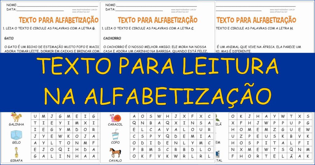 capa texto para leitura na alfabetizacao